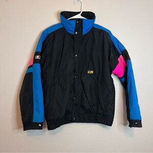 Vintage CB  Sports Women's Black, Pink, and Blue Ski Snow Jacket size Medium